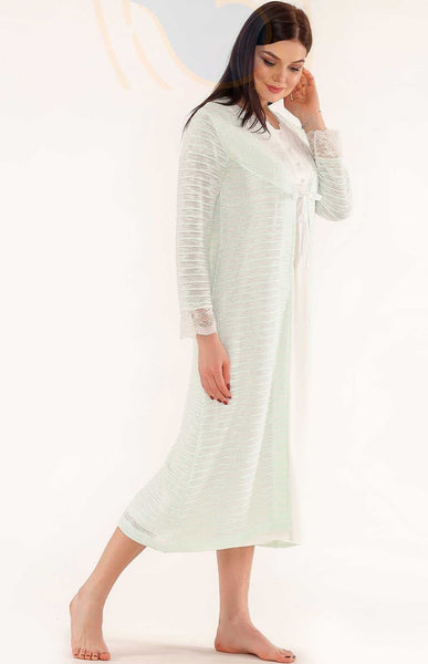 Tuba - Long Maternity Nightgown And Robe Set 405