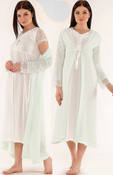 Tuba - Long Maternity Nightgown And Robe Set 405