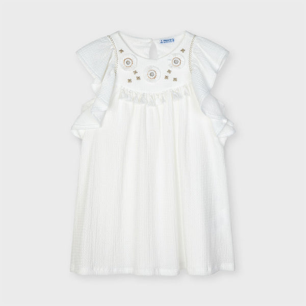 Girl's embroidered appliqued dress Art. 21-03940-085