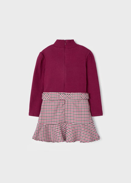 Combined dress with plaid skirt for girl 4972-39