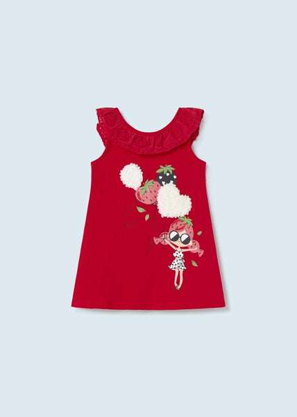 Combination dress with cotton ruffle for baby Art. 23-01965-058