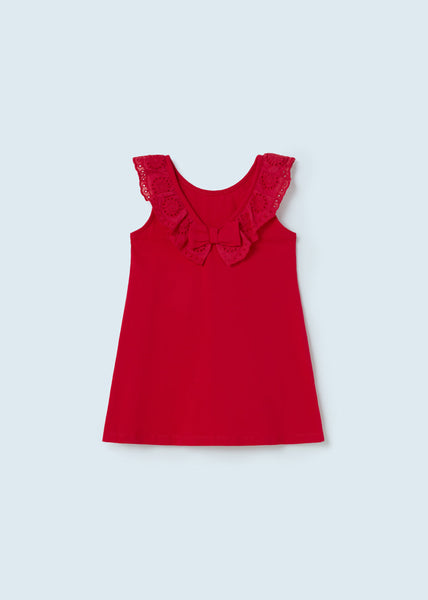 Combination dress with cotton ruffle for baby Art. 23-01965-058