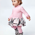 Combined checked dress for baby girl Art. 11-02908-042