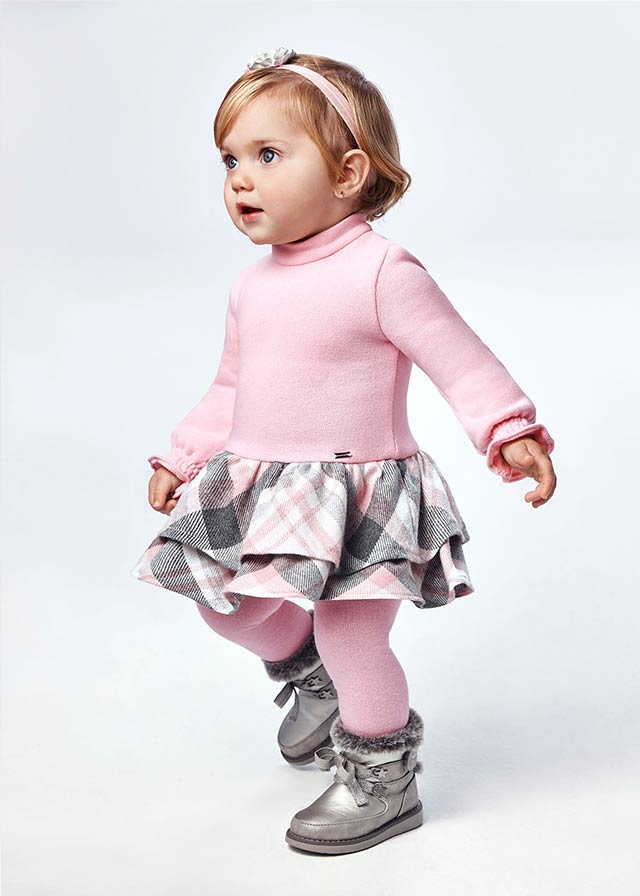 Combined checked dress for baby girl Art. 11-02908-042