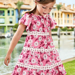 Combined printed dress for girl Art. 23-03923-022