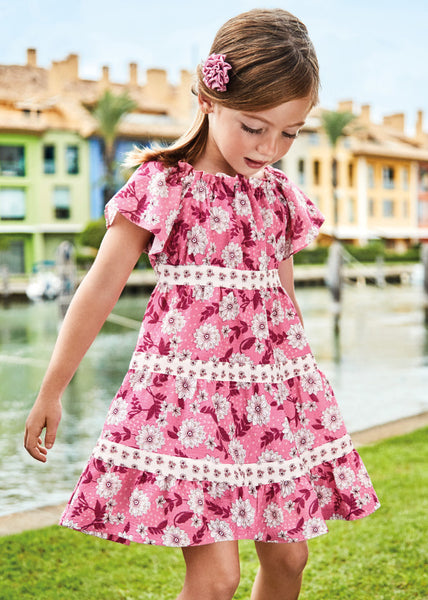 Combined printed dress for girl Art. 23-03923-022