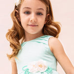 Dress with floral appliqué for girl Art. 23-03914-074