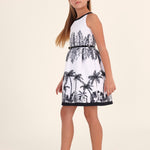 Dress with belt and valance print for girl Art. 23-06909-001