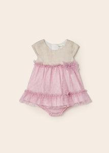 Dress with diaper cover with linen for newborn Art. 23-01819-058