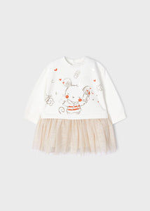 Printed dress with tulle skirt for baby 2962-25