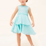 Dress with ruffled skirt and embroidered motif for girl Art. 23-03912-074