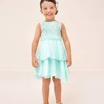 Dress with ruffled skirt and embroidered motif for girl Art. 23-03912-074