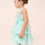 Dress with ruffled skirt and embroidered motif for girl Art. 23-03912-074