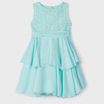 Dress with ruffled skirt and embroidered motif for girl Art. 23-03912-074
