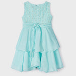 Dress with ruffled skirt and embroidered motif for girl Art. 23-03912-074