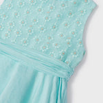 Dress with ruffled skirt and embroidered motif for girl Art. 23-03912-074