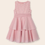 Dress with ruffled skirt and embroidered motif for girl Art. 23-03912-076