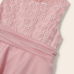 Dress with ruffled skirt and embroidered motif for girl Art. 23-03912-076