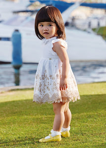 Dress with embroidered motif and linen for baby Art. 23-01955-077