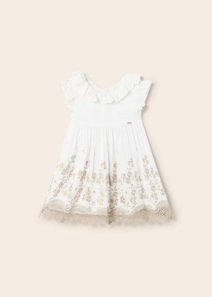 Dress with embroidered motif and linen for baby Art. 23-01955-077