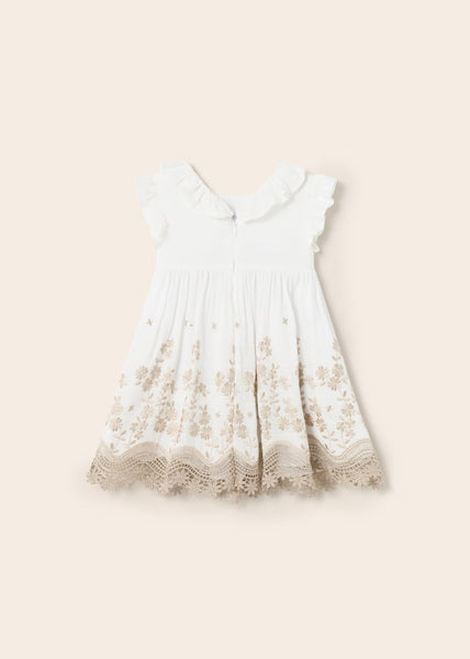 Dress with embroidered motif and linen for baby Art. 23-01955-077