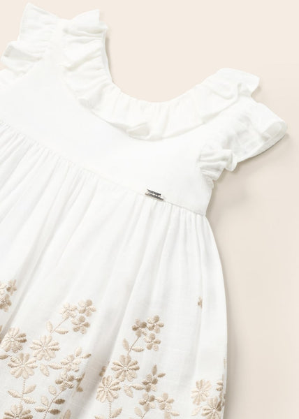 Dress with embroidered motif and linen for baby Art. 23-01955-077