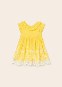 Dress with embroidered motif and linen for baby Art. 23-01955-078