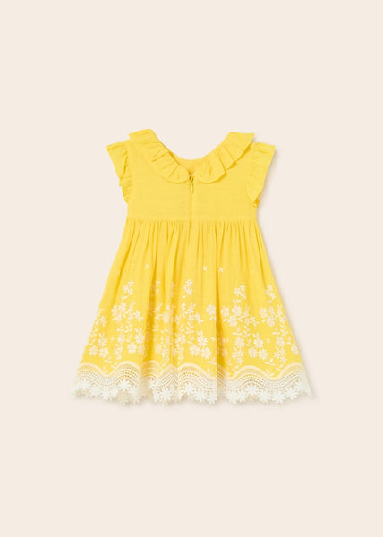 Dress with embroidered motif and linen for baby Art. 23-01955-078