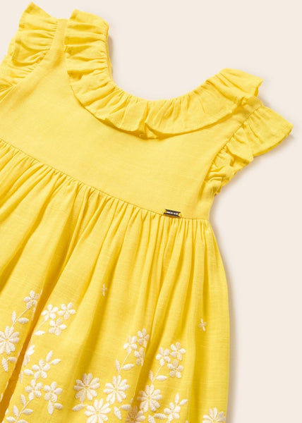 Dress with embroidered motif and linen for baby Art. 23-01955-078