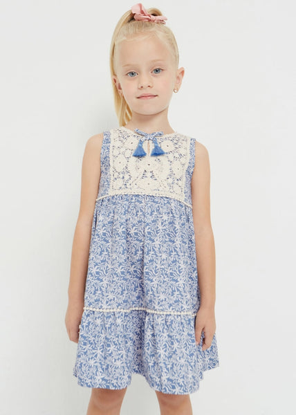 Girls' cotton crochet dress Art. 23-03930-092