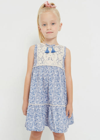 Girls' cotton crochet dress Art. 23-03930-092