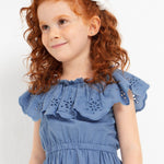 Girl's dress with perforated cotton motif Art. 23-03929-087