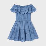 Girl's dress with perforated cotton motif Art. 23-03929-087