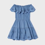 Girl's dress with perforated cotton motif Art. 23-03929-087
