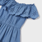 Girl's dress with perforated cotton motif Art. 23-03929-087