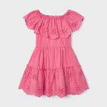 Girl's dress with perforated cotton motif Art. 23-03929-089