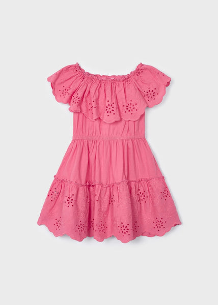 Girl's dress with perforated cotton motif Art. 23-03929-089