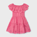 Girl's dress with perforated cotton motif Art. 23-03929-089