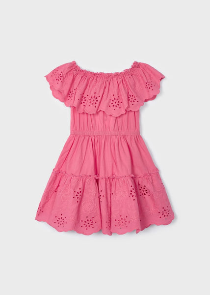 Girl's dress with perforated cotton motif Art. 23-03929-089