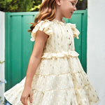 Dress with flounces in crepe plumeti for girl Art. 23-03927-010