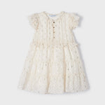 Dress with flounces in crepe plumeti for girl Art. 23-03927-010