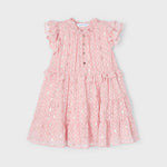 Dress with flounces in crepe plumeti for girl Art. 23-03927-011