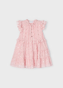 Dress with flounces in crepe plumeti for girl Art. 23-03927-011