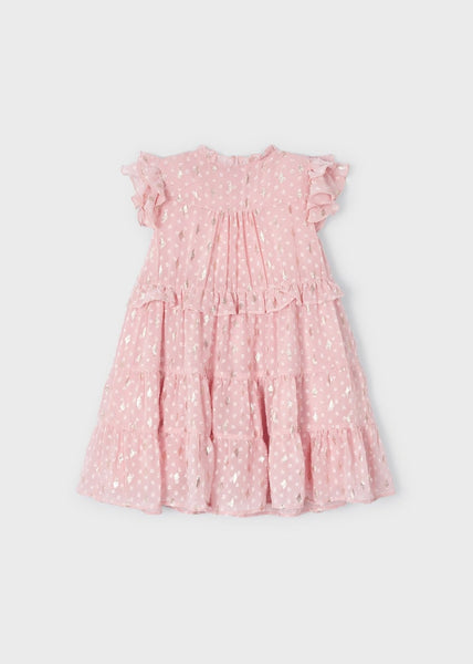 Dress with flounces in crepe plumeti for girl Art. 23-03927-011