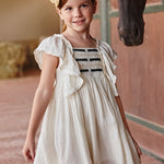 Dress with ruffles and embroidered motifs for a girl Art. 23-03926-094