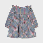 Reversible teddy coat for baby girl Art. 11-02437-022 WITH Baby girl plaid dress Art. 11-02917-007