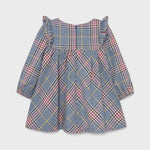 Reversible teddy coat for baby girl Art. 11-02437-022 WITH Baby girl plaid dress Art. 11-02917-007