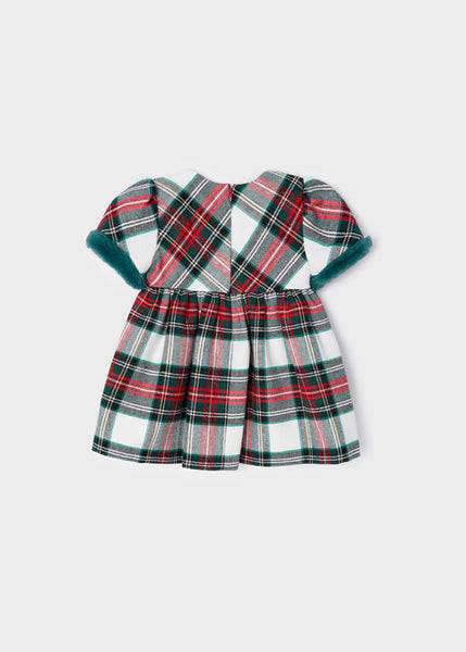 Checkered dress for baby \ Short knitting machine bolero for baby 2942-4\308-73