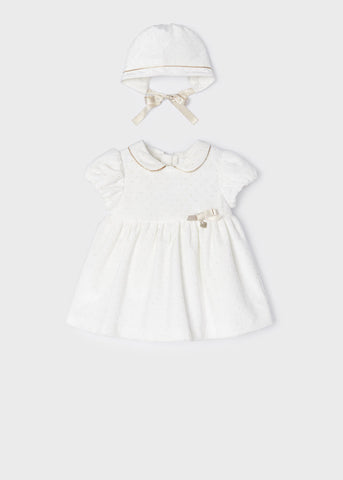Velvet dress with bonnet for newborn Art. 12-02821-086