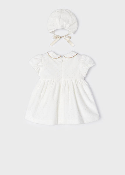 Velvet dress with bonnet for newborn Art. 12-02821-086
